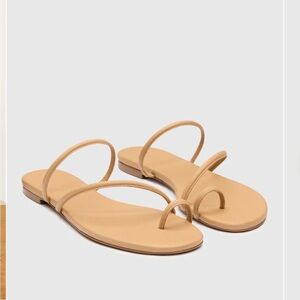 Reformation Ludo Toe Ring Strappy Flat Sandal in Buff